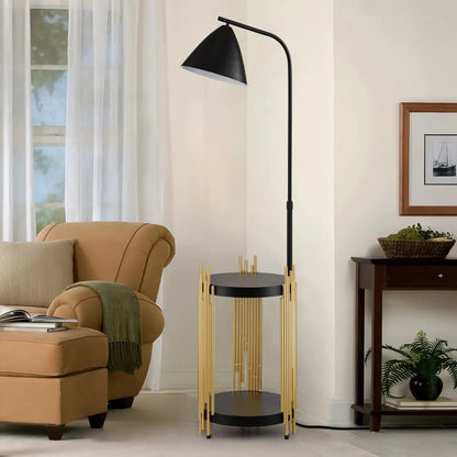 Luxury Floor Lamp with Shelves – Matte Gold/Black, E26 Base Everware Hub