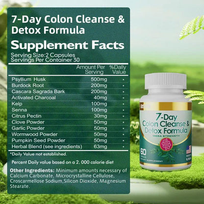 7-Day Colon Cleanse & Detox Formula – Natural Digestive Support Capsules Everware Hub