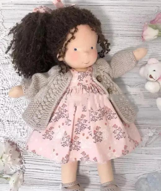 Handmade Plush Doll, Golden Curly Hair Girl , Soft Stuffed Doll Gift for Kids & Collectors Everware Hub