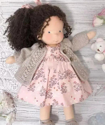 Handmade Plush Doll, Golden Curly Hair Girl , Soft Stuffed Doll Gift for Kids & Collectors Everware Hub