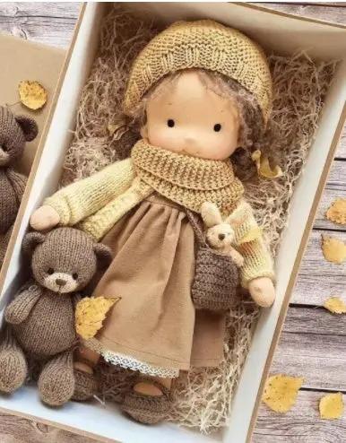 Handmade Plush Doll, Golden Curly Hair Girl , Soft Stuffed Doll Gift for Kids & Collectors Everware Hub