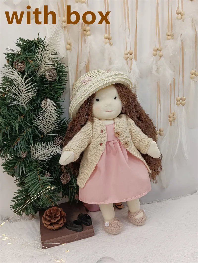 Handmade Plush Doll, Golden Curly Hair Girl , Soft Stuffed Doll Gift for Kids & Collectors Everware Hub