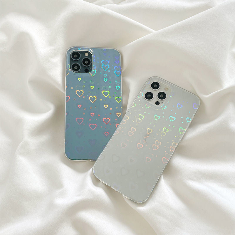 Laser Colorful Love Silicone Phone Case ,Double-Sided Coated Soft Cover for iPhone & Android Everware Hub