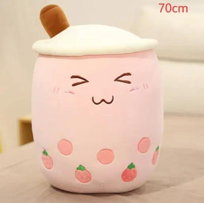 Cute Strawberry Milk Tea Plush Toy – Soft Boba Tea Cup Pillow for Kids, Girls, Birthday Gift, Kawaii Bubble Tea Cushion Everware Hub
