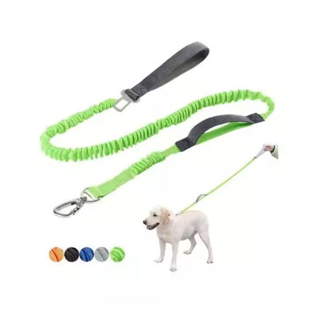 YT Pet Dog Explosion Proof Impact Leash , Heavy Duty Padded Double Handle Dog Leash & Car Seat Belt, 4-6 Ft Everware Hub