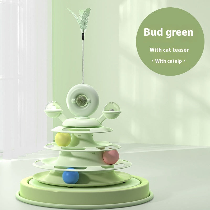 4-Level Cat Toy Tower, interactive Roller Ball Track Puzzle Toy for Cats & Kittens Everware Hub