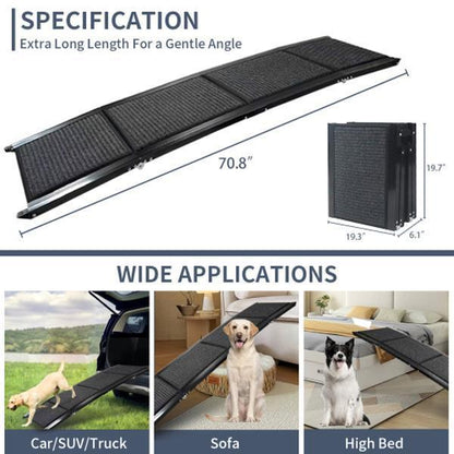 Extra Wide Pet Ramp for Car – 71"x20" Foldable, Non-Slip, Portable Dog Ramp for Medium & Large Dogs up to 250 lbs Everware Hub