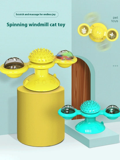 Cat Entertainment Set – Interactive Rotating Disk, Feather Teasers & Windmill Toy for Active Cats Everware Hub