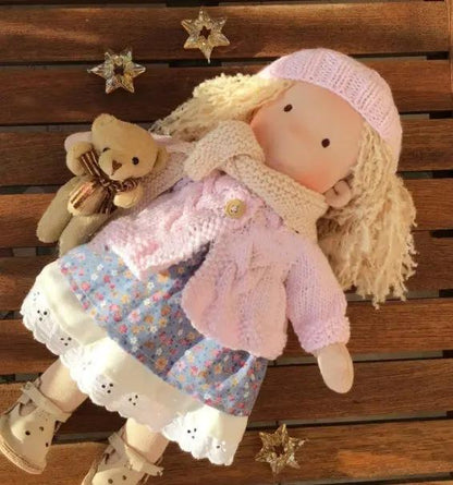 Handmade Plush Doll, Golden Curly Hair Girl , Soft Stuffed Doll Gift for Kids & Collectors Everware Hub