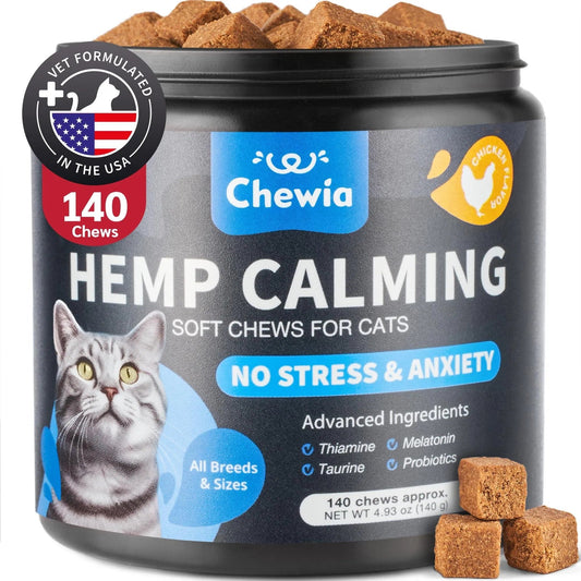 Cat Calming Treats,Hemp & Melatonin Soft Chews with Probiotics Everware Hub