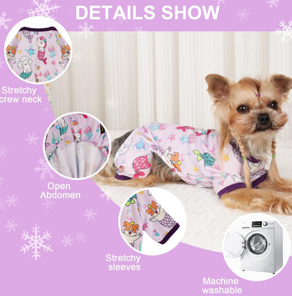 Dog Pajamas Pjs Spring Summer Dog Clothes For Small Dogs Girl Boy, Soft Stretchy Tiny Chihuahua Yorkie Puppy Clothes Doggie Onesies Cat Pet Jammies Outfit, Mermaids Everware Hub