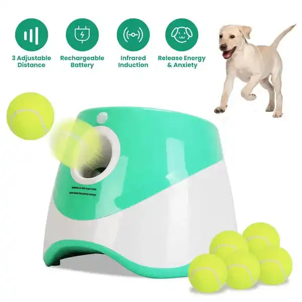 Automatic Dog Ball Launcher – 6 Tennis Balls Included