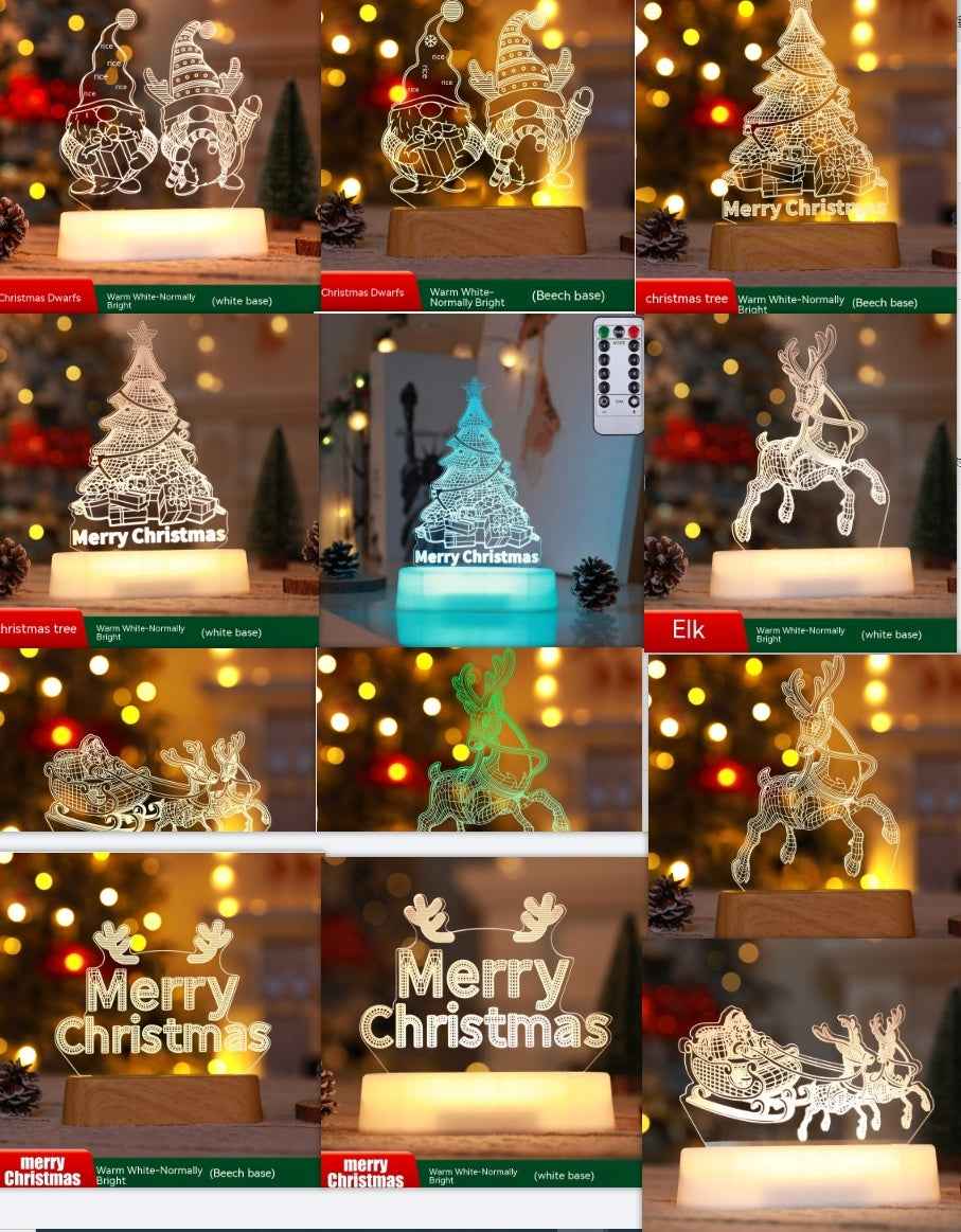 Christmas Decoration 3D Lamp Acrylic LED Night Lights New Year Valentines Day Christmas Kids Gift Christmas Ornaments Everware Hub
