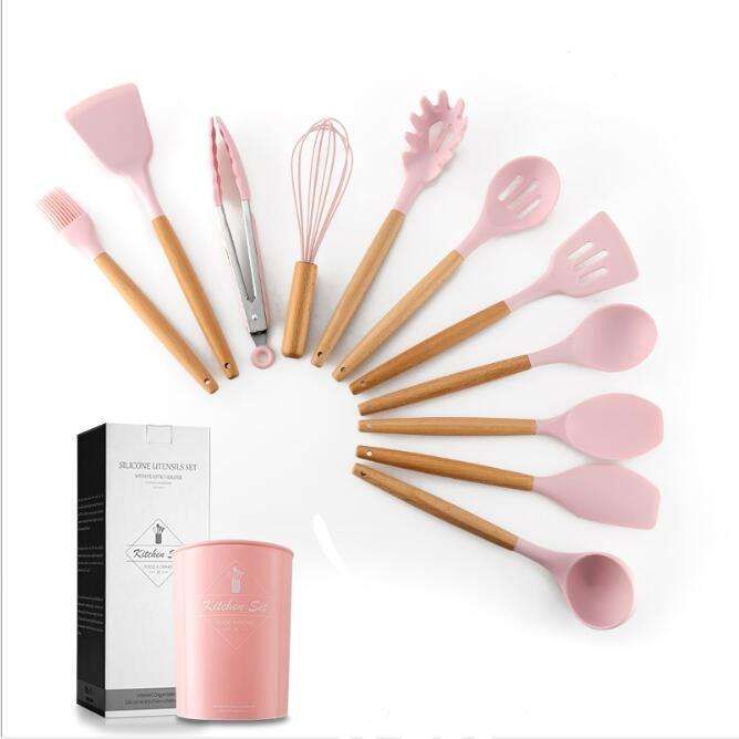 Silicone Kitchenware with Wooden Handle – Durable Cooking Tools
