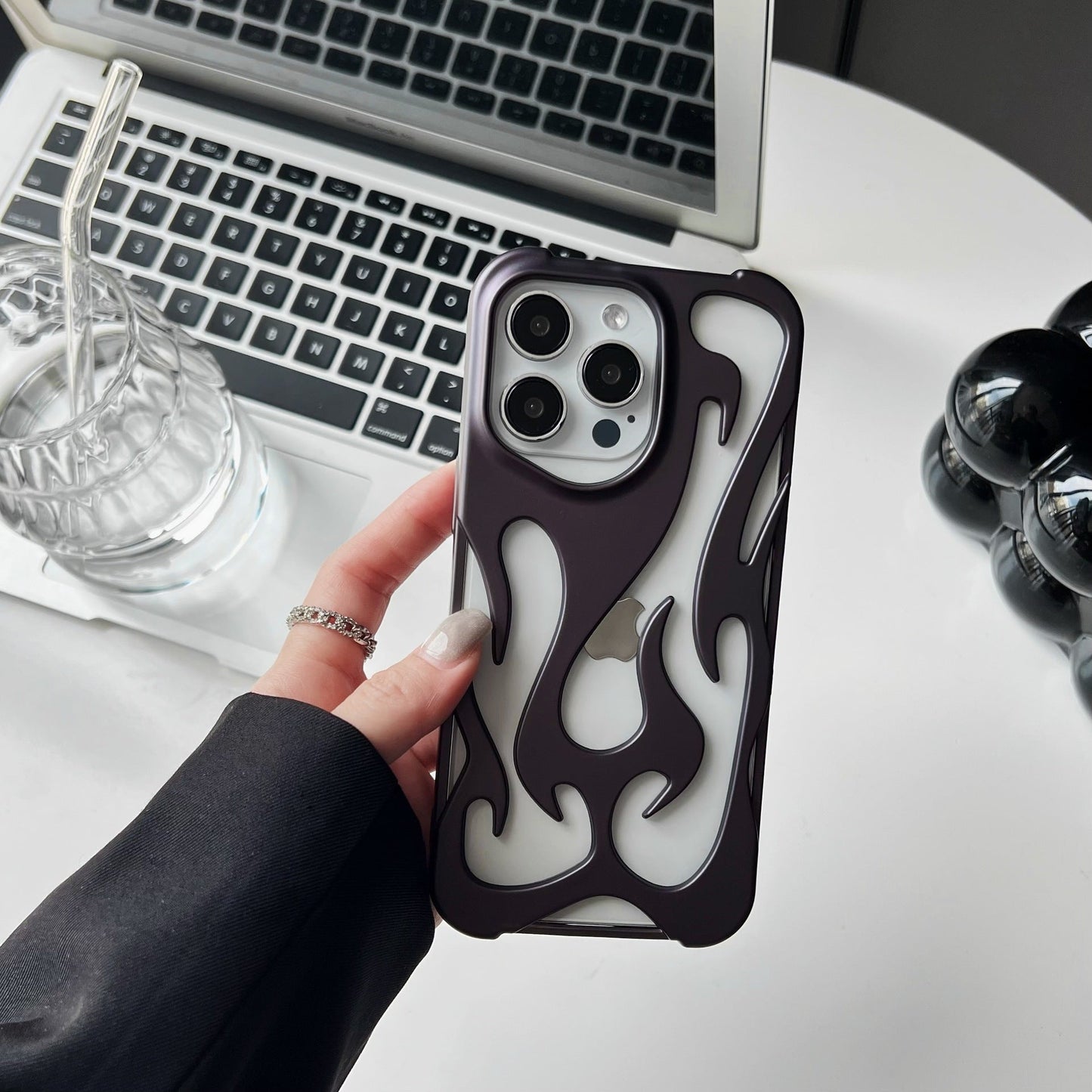 Electroplating Flame Pattern Phone Case – Hollow Heat Dissipation Soft Shell for iPhone & Android Everware Hub