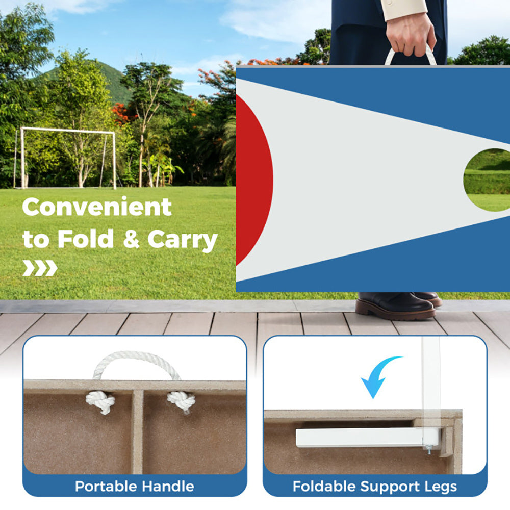 Portable Cornhole Board with Foldable Legs & Side Handle ,Lightweight Outdoor Game Set Everware Hub