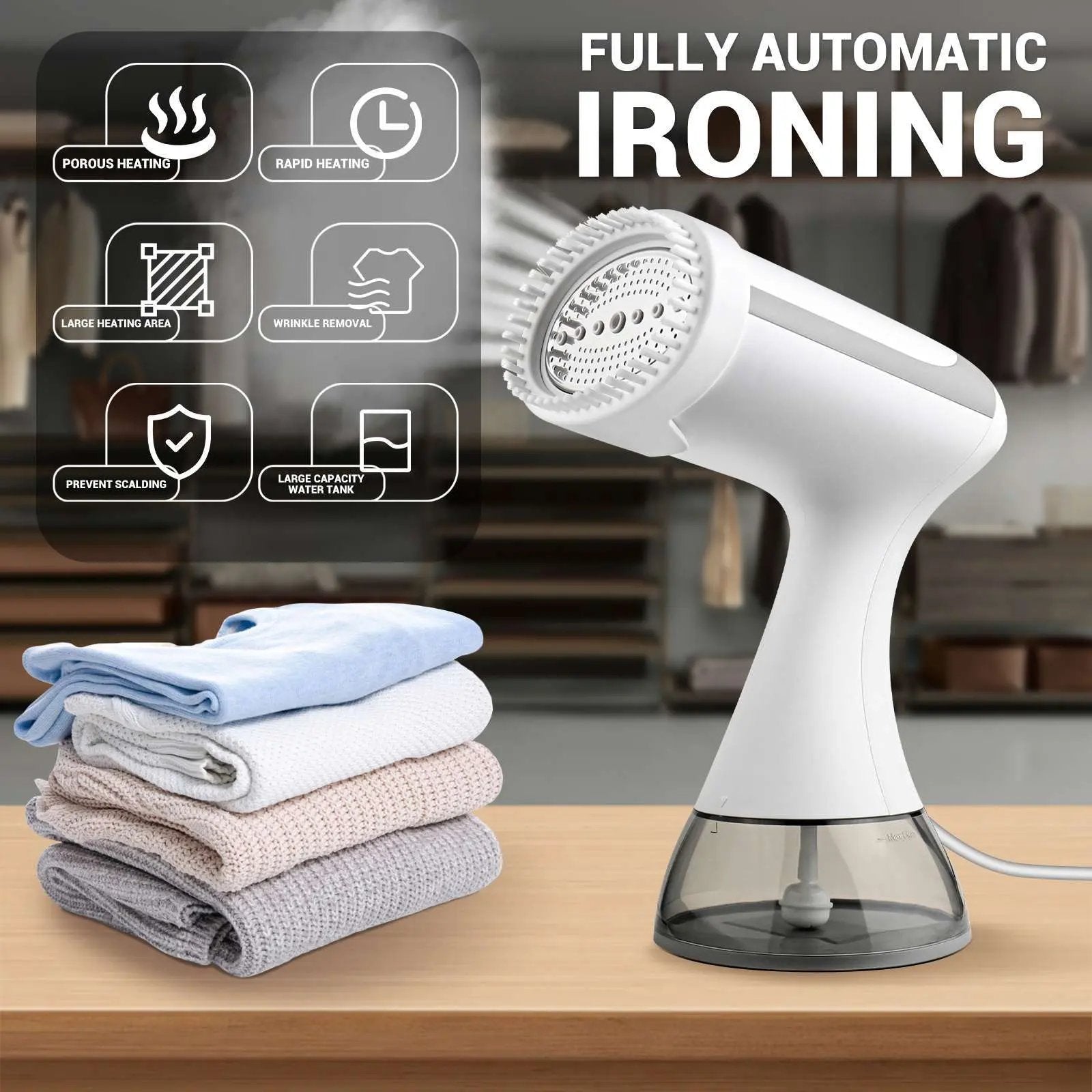 Compact Clothes Steamer,Travel & Home Use, Fast Heat-Up, Wrinkle Removal Everware Hub