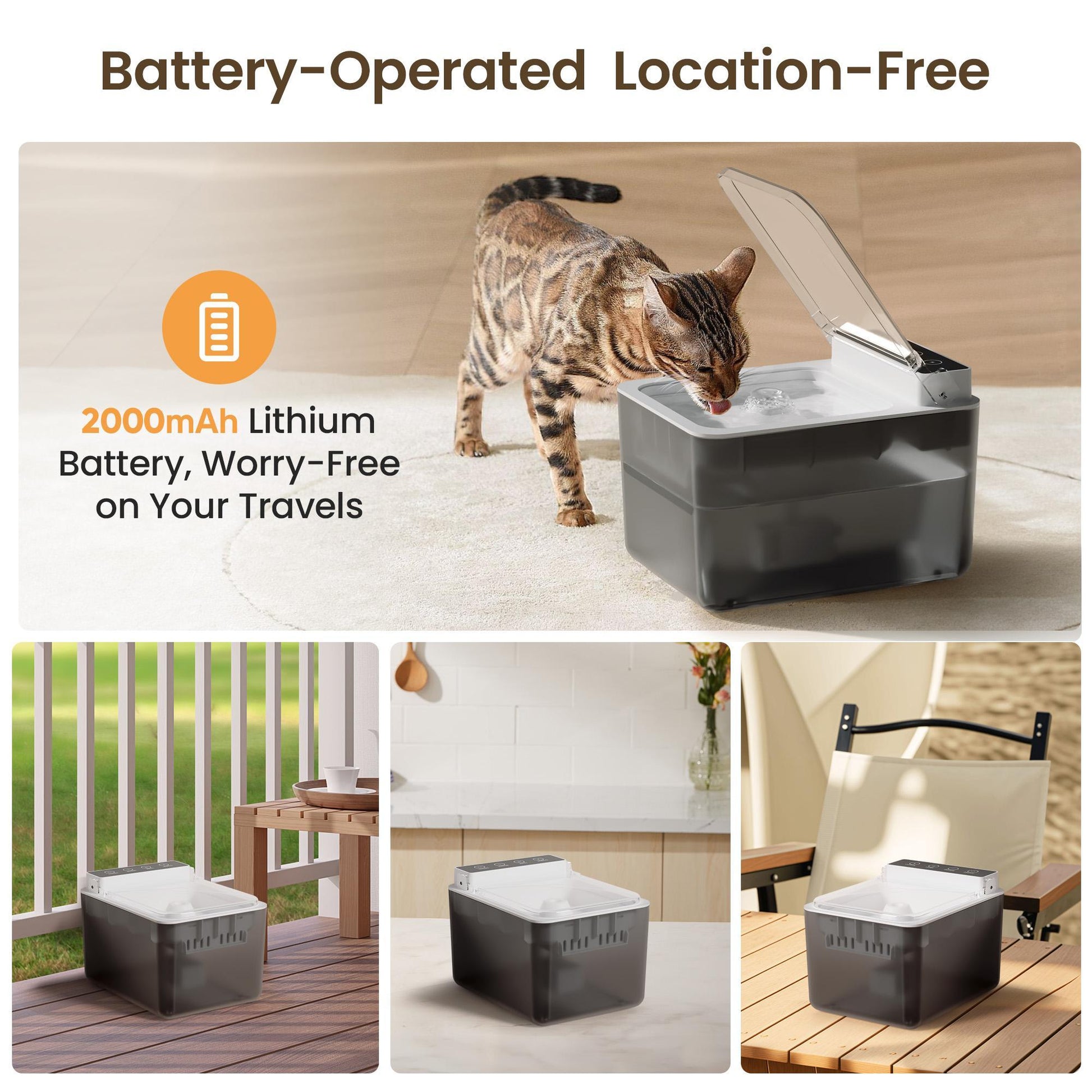 Wireless Charging 304 Stainless Steel Automatic Pet Water Fountain – Battery-Driven Induction Cat & Dog Water Dispenser Everware Hub