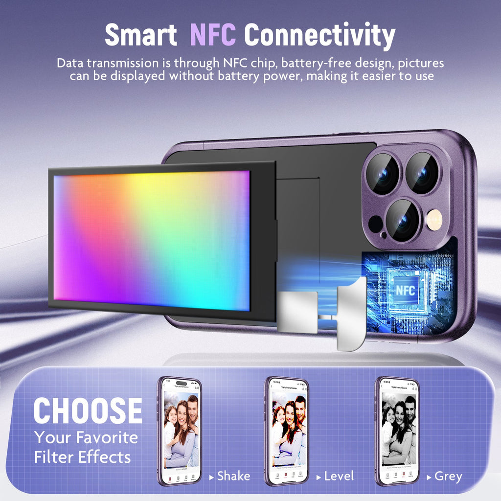 iPhone 15 Pro/Pro Max NFC E-Ink Flip Case – Smart Custom DIY Ink Screen All-Inclusive Phone Cover Everware Hub