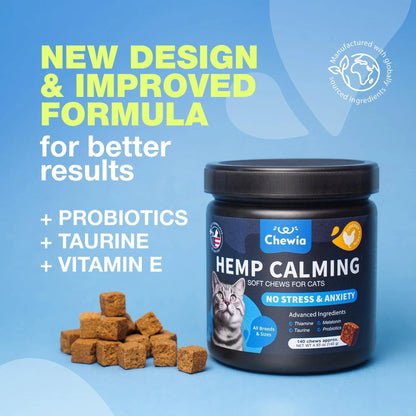 Cat Calming Treats,Hemp & Melatonin Soft Chews with Probiotics Everware Hub