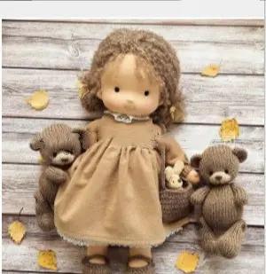 Handmade Plush Doll, Golden Curly Hair Girl , Soft Stuffed Doll Gift for Kids & Collectors Everware Hub