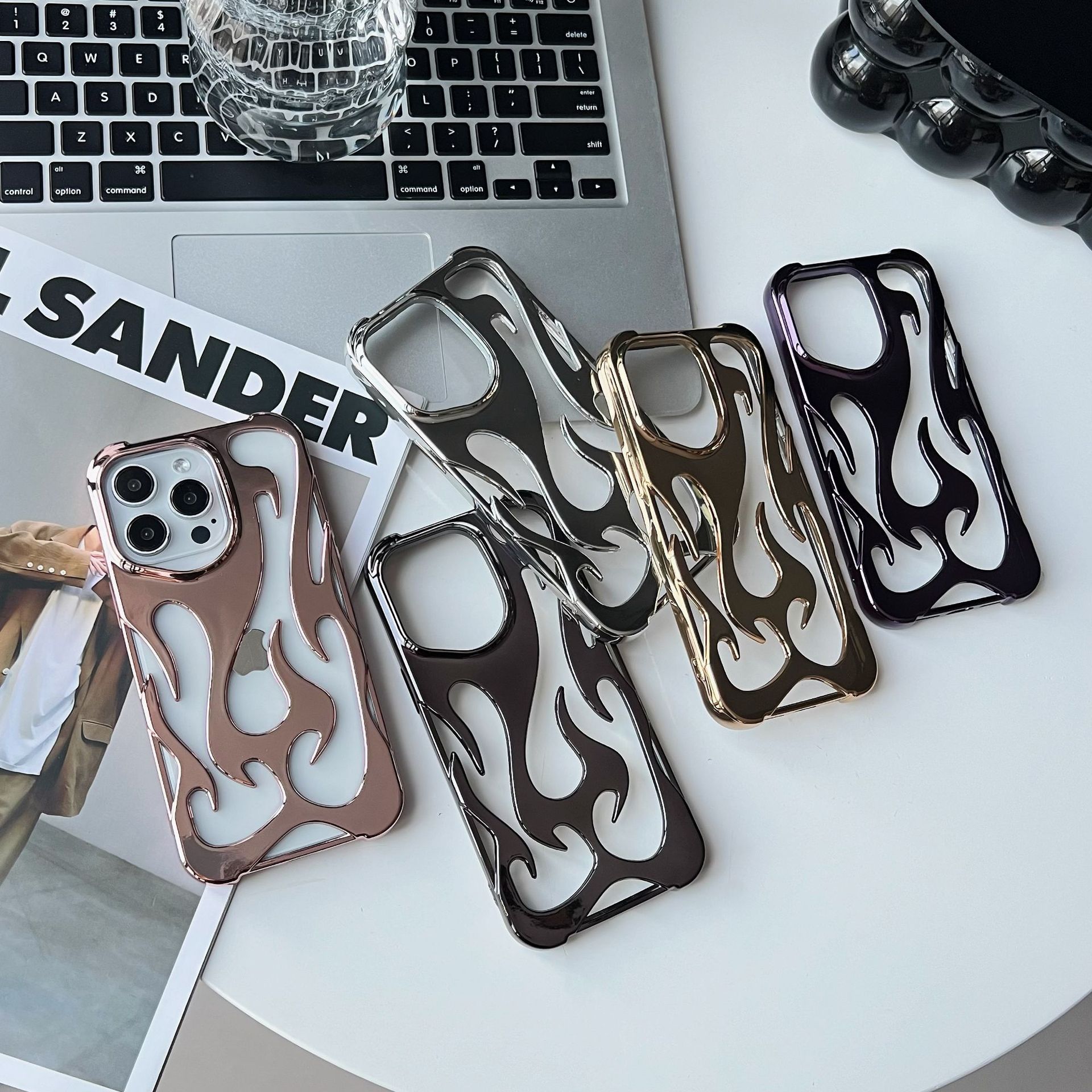 Electroplating Flame Pattern Phone Case – Hollow Heat Dissipation Soft Shell for iPhone & Android Everware Hub