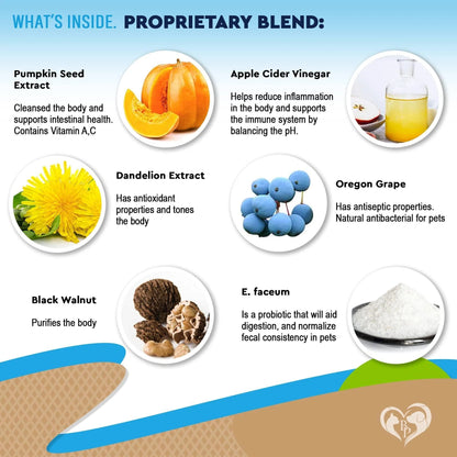 Cats And Dogs Natural Worm Treatment With Probiotic Liquid Herbal Medicine Prevention Medication Supplement Drops For Kitten And Puppies For Daily Use With Pet Food Everware Hub