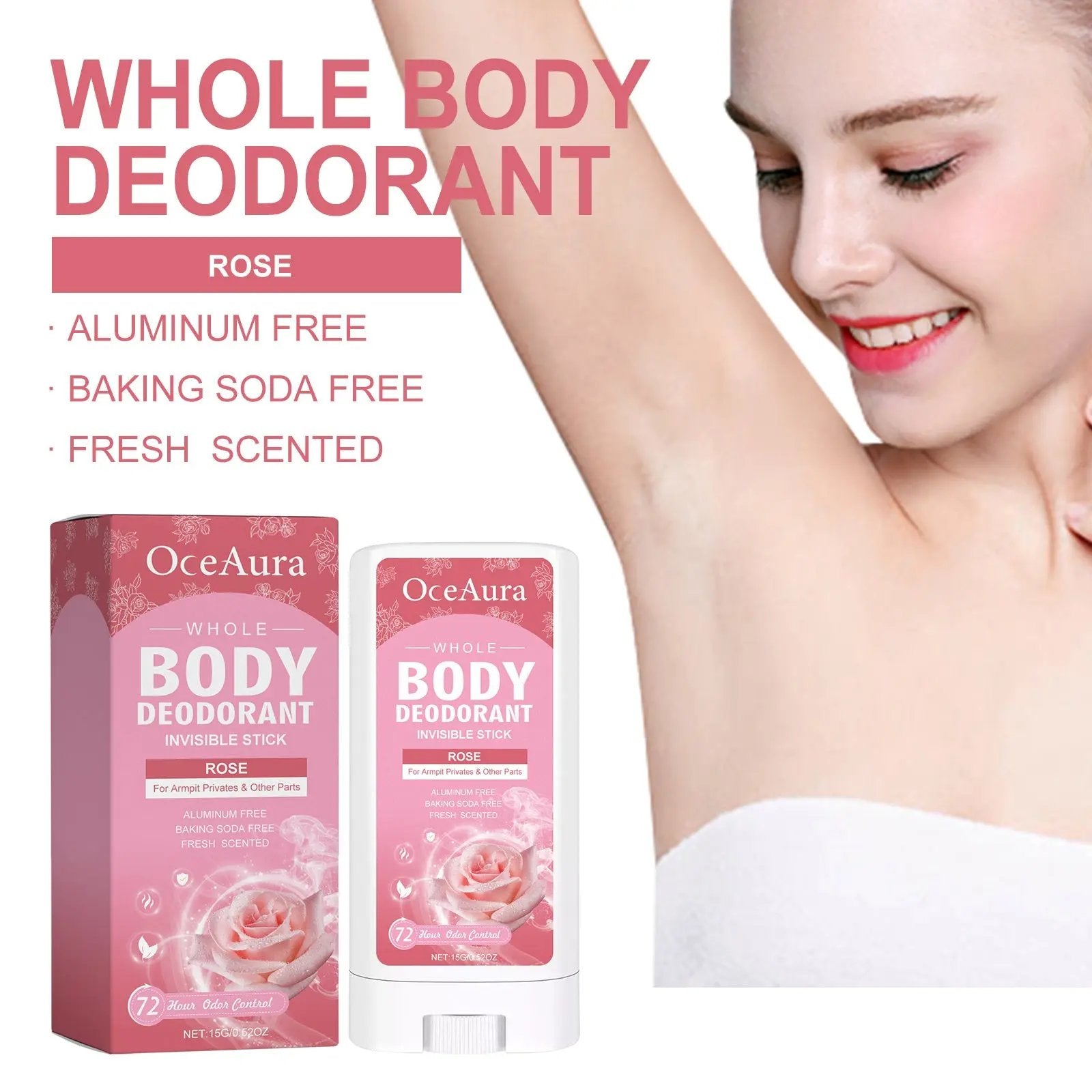 OceAura Whole Body Deodorant – Natural Rose Fragrance | Long-Lasting Odor Protection & Underarm Brightening Everware Hub