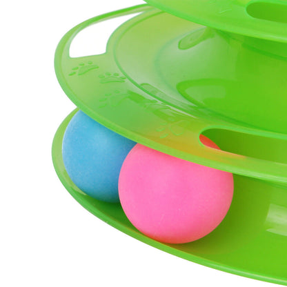 Pet Cat Crazy Ball Disk – 3-Layer Interactive Track Tower Toy for Indoor Fun Everware Hub