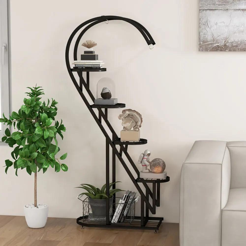 5 Tier Metal Plant Stand with Hook ,ndoor & Outdoor Use Everware Hub
