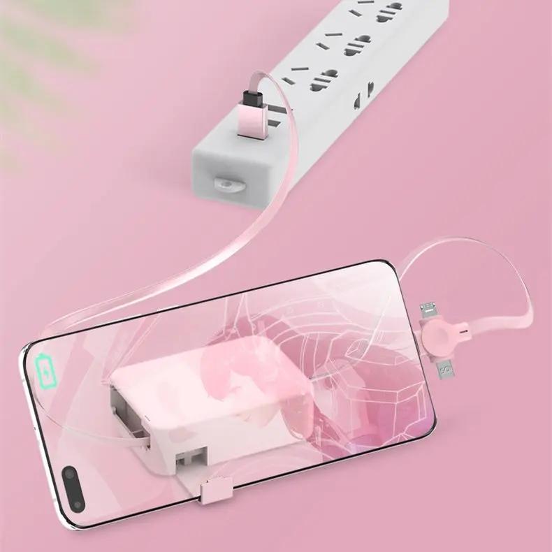 4-in-1 Retractable USB Cable with Stand – Type-C, iPhone, Micro USB Everware Hub