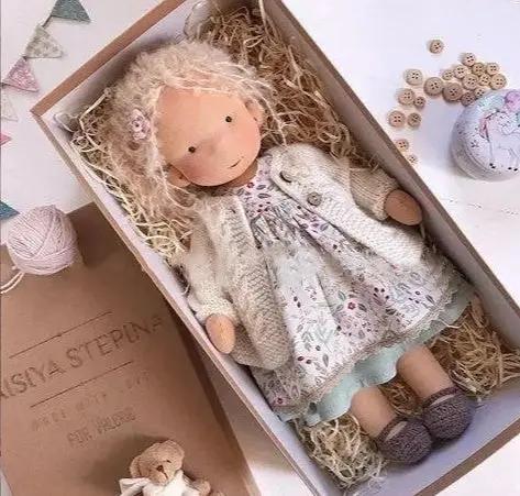 Handmade Plush Doll, Golden Curly Hair Girl , Soft Stuffed Doll Gift for Kids & Collectors Everware Hub