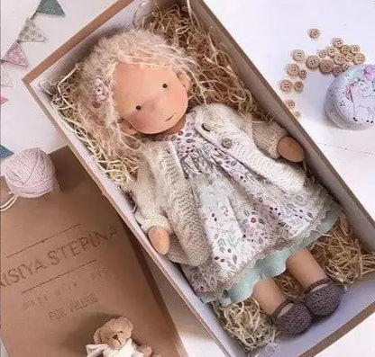 Handmade Plush Doll, Golden Curly Hair Girl , Soft Stuffed Doll Gift for Kids & Collectors Everware Hub