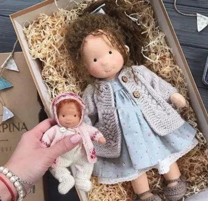 Handmade Plush Doll, Golden Curly Hair Girl , Soft Stuffed Doll Gift for Kids & Collectors Everware Hub