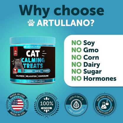 Hemp Calming Treats for Cats & Kittens,Stress & Anxiety Relief with Melatonin Everware Hub