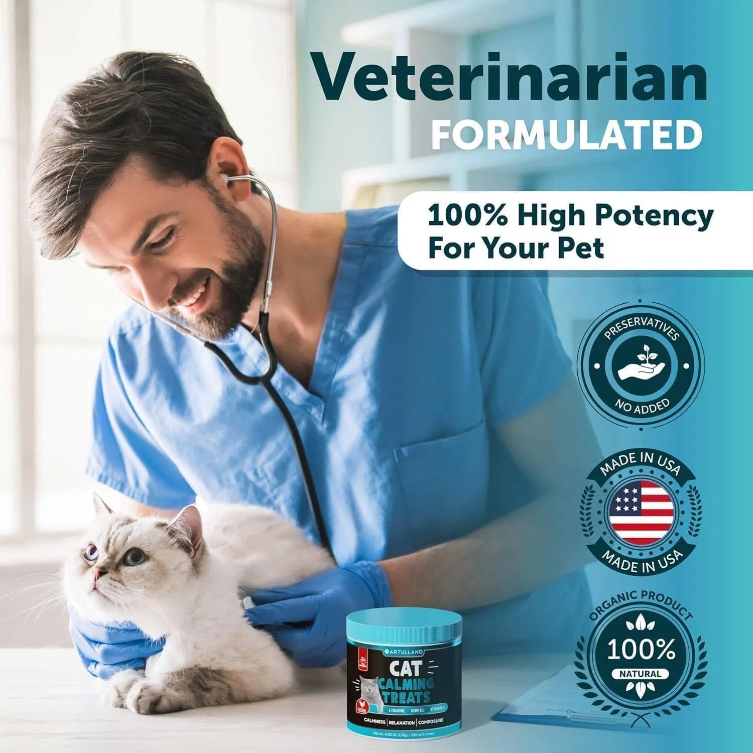 Hemp Calming Treats for Cats & Kittens,Stress & Anxiety Relief with Melatonin Everware Hub