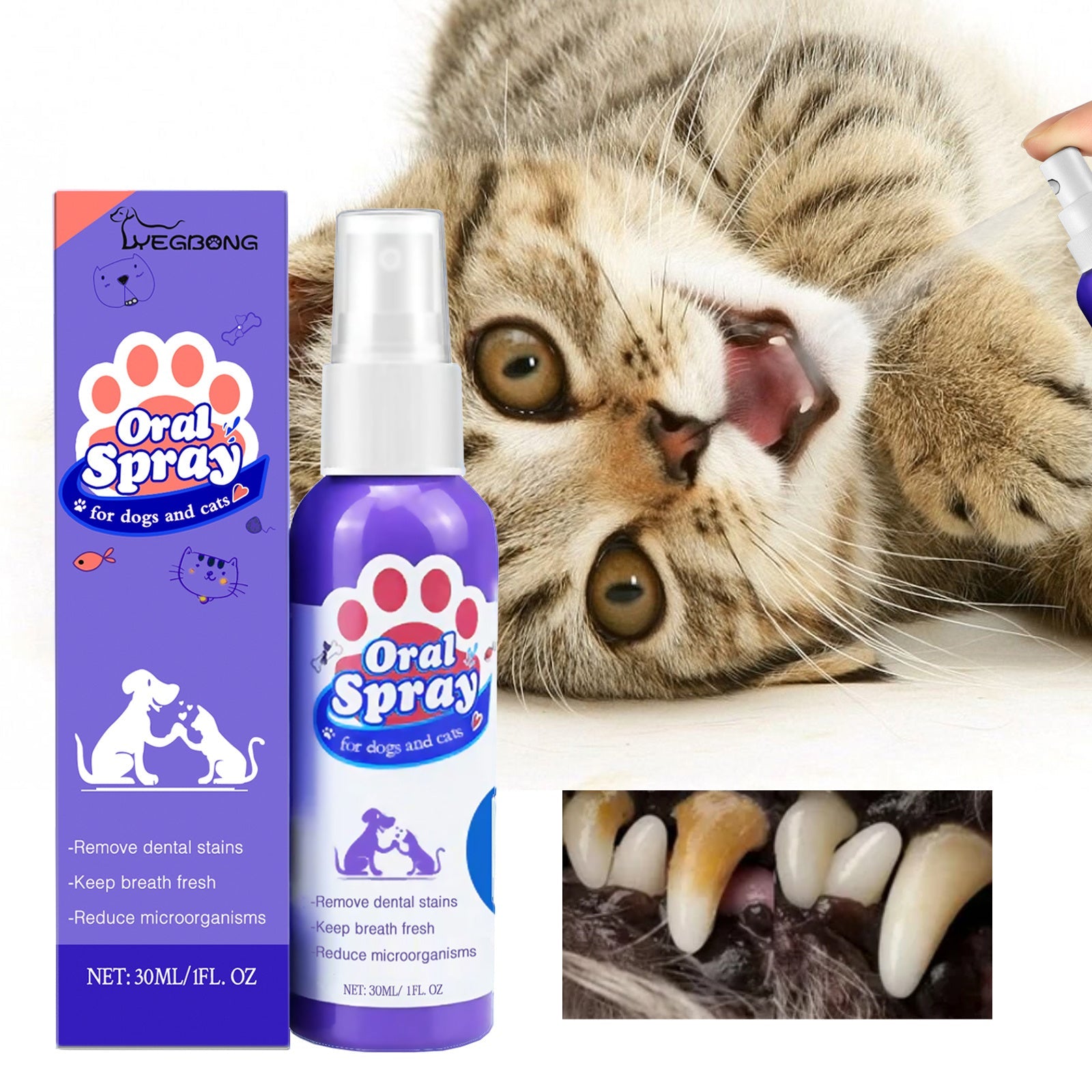 Cat And Dog Teeth Cleaning Spray To Remove Tooth Stains Fresh Breath Pet Oral Care Spray Everware Hub