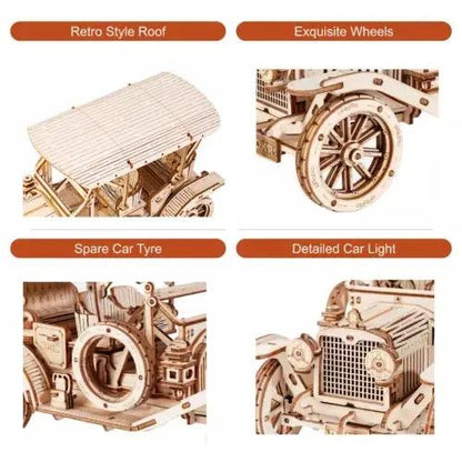ROKR MC801 Wooden Vintage Car Model Kit – DIY Puzzle Toy Everware Hub