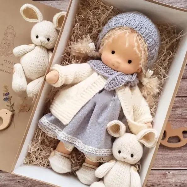 Handmade Plush Doll, Golden Curly Hair Girl , Soft Stuffed Doll Gift for Kids & Collectors Everware Hub