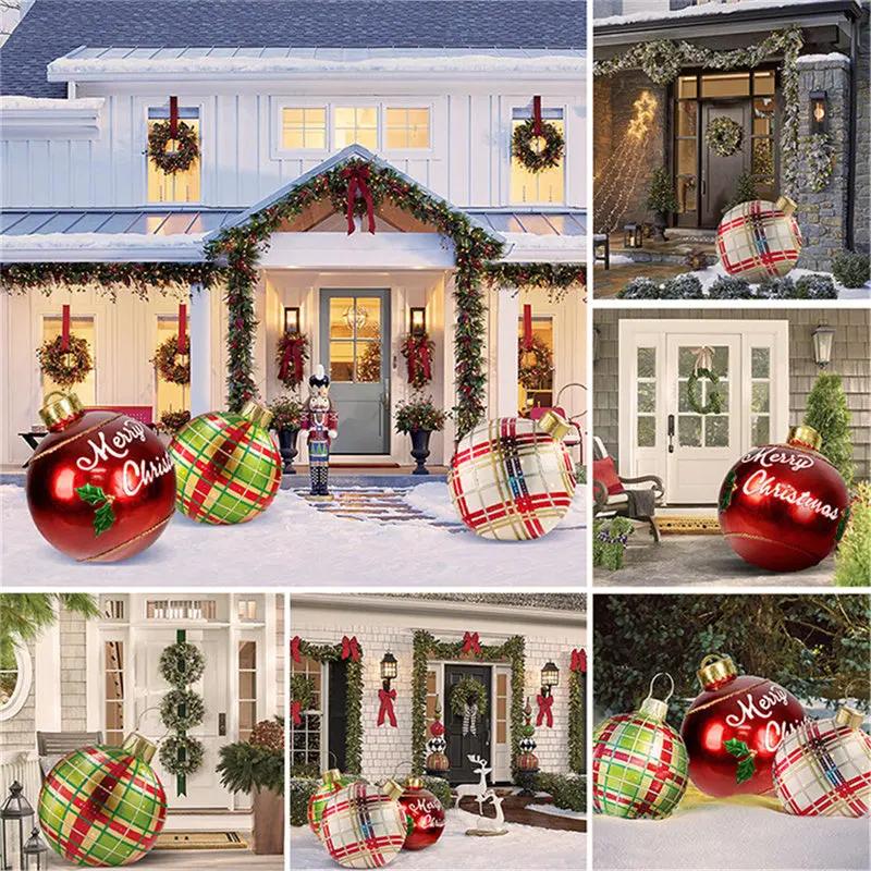 60CM Inflatable Christmas Ornament Ball ,Giant Outdoor PVC Holiday Decoration for Tree, Yard & Events Everware Hub