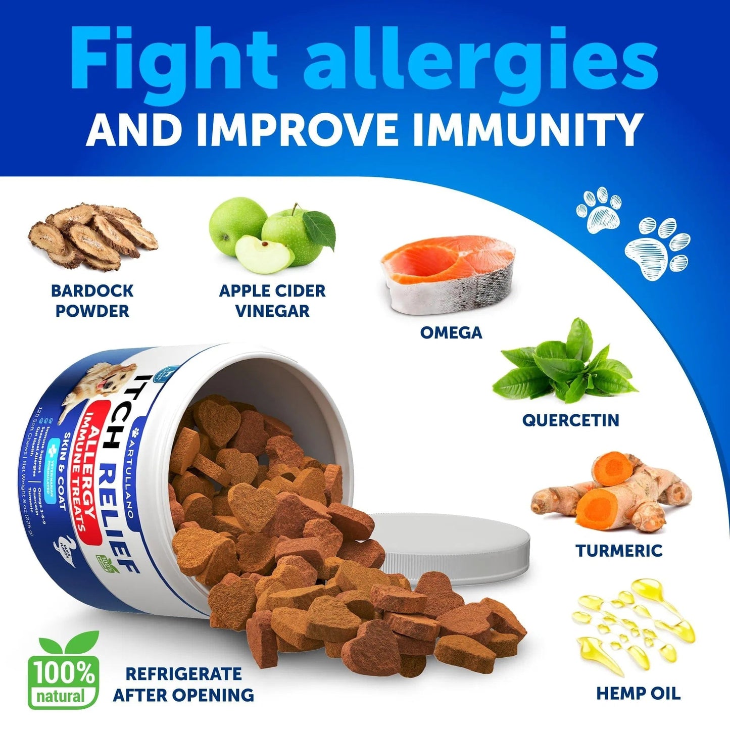 Dog Allergy Relief Chews , Anti-Itch Skin & Coat Supplement, 120 Ct Everware Hub