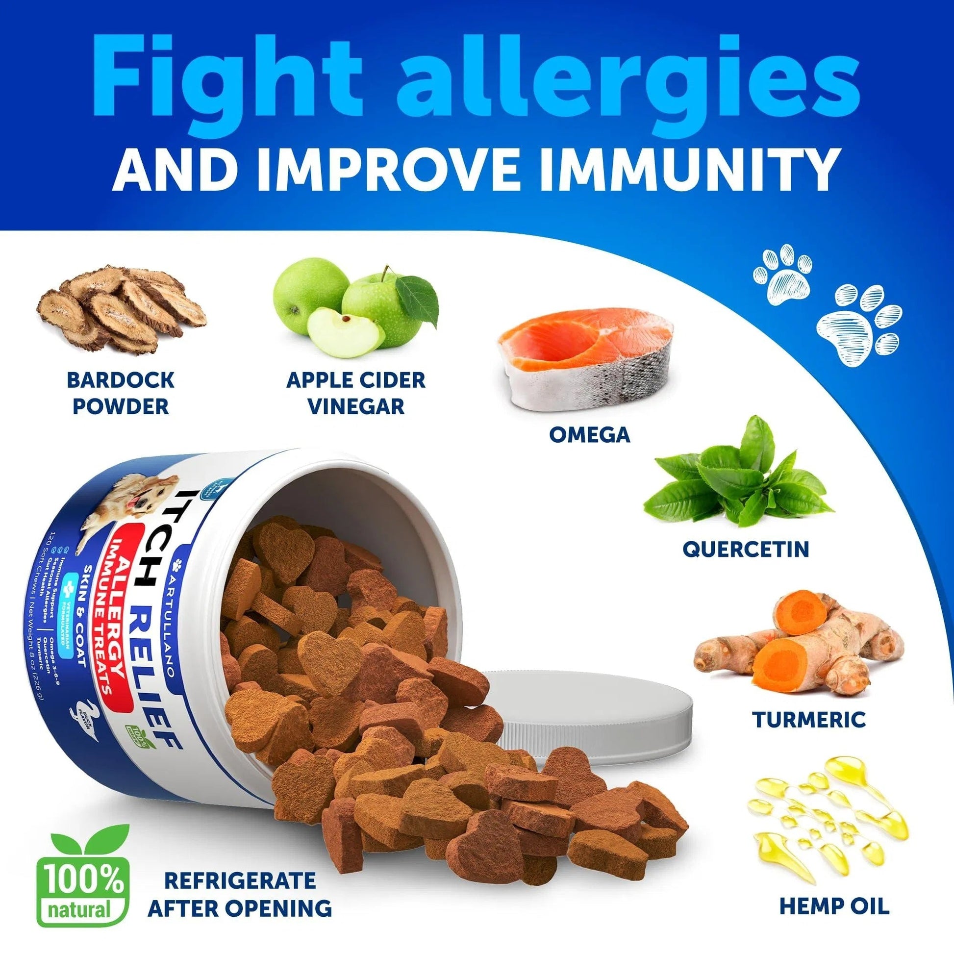 Dog Allergy Relief Chews , Anti-Itch Skin & Coat Supplement, 120 Ct Everware Hub