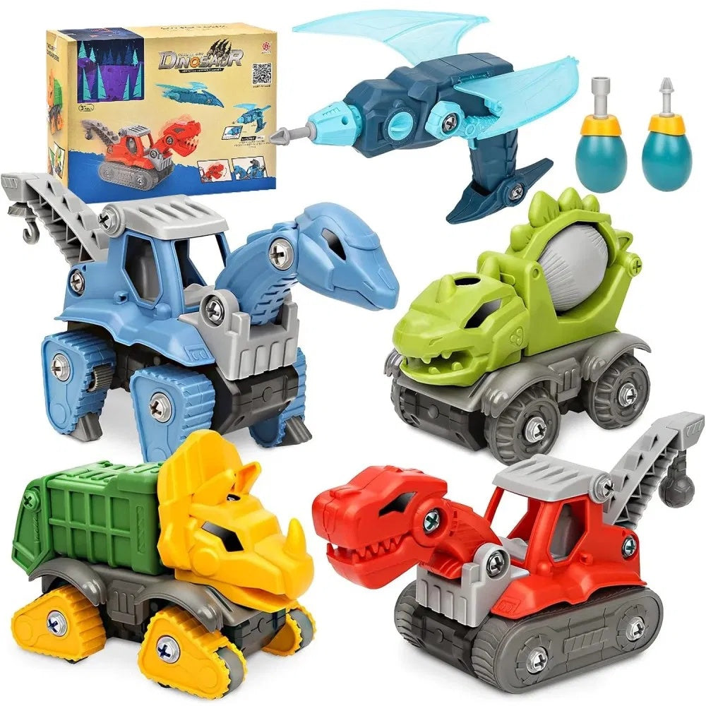5 Pack Take Apart Dinosaur Construction Toy with Electric Drill , STEM Building Gift for Boys (Birthday & Xmas) Everware Hub