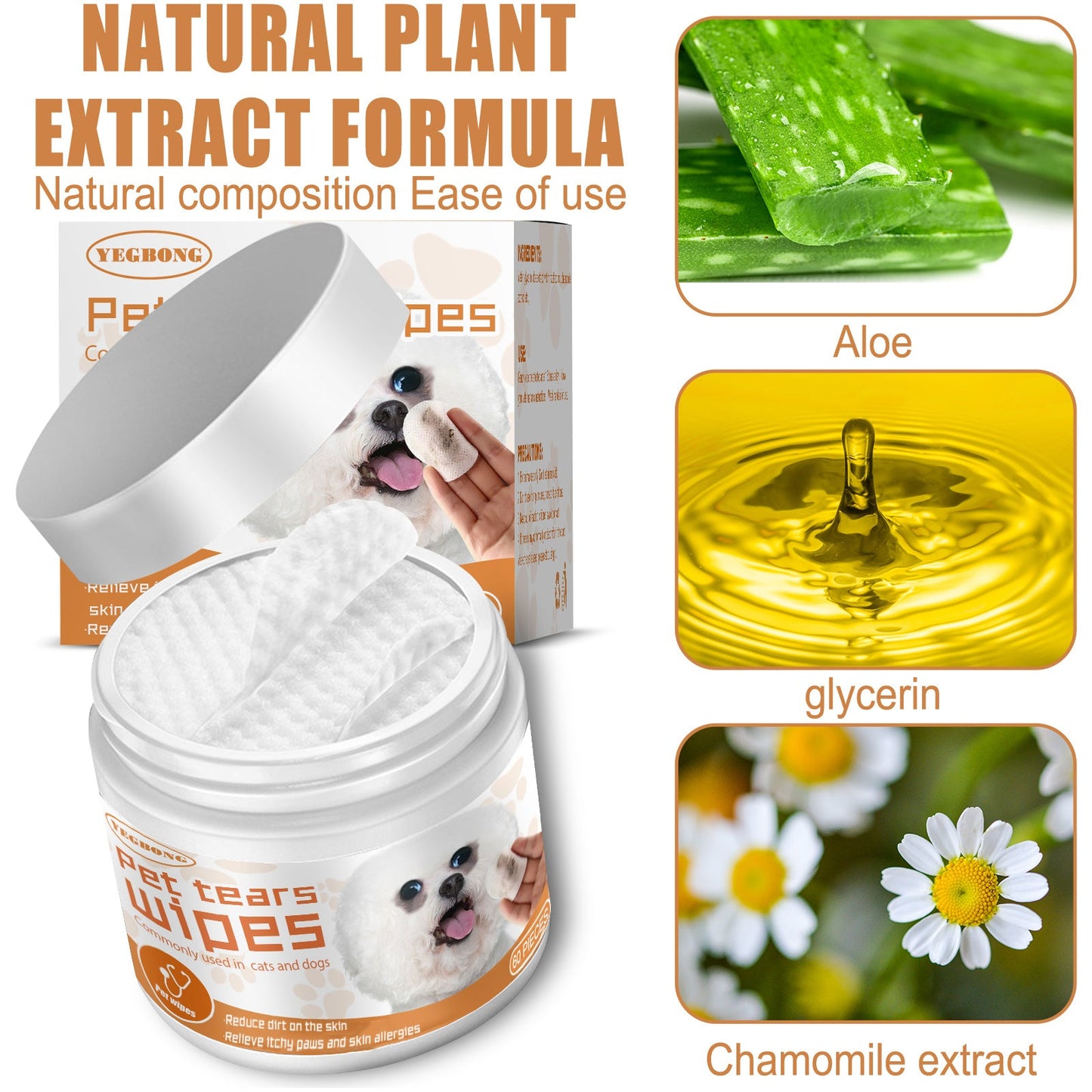 Yegbong Pet Eye Wipes for Dogs & Cats, Tear Stain Remover Everware Hub