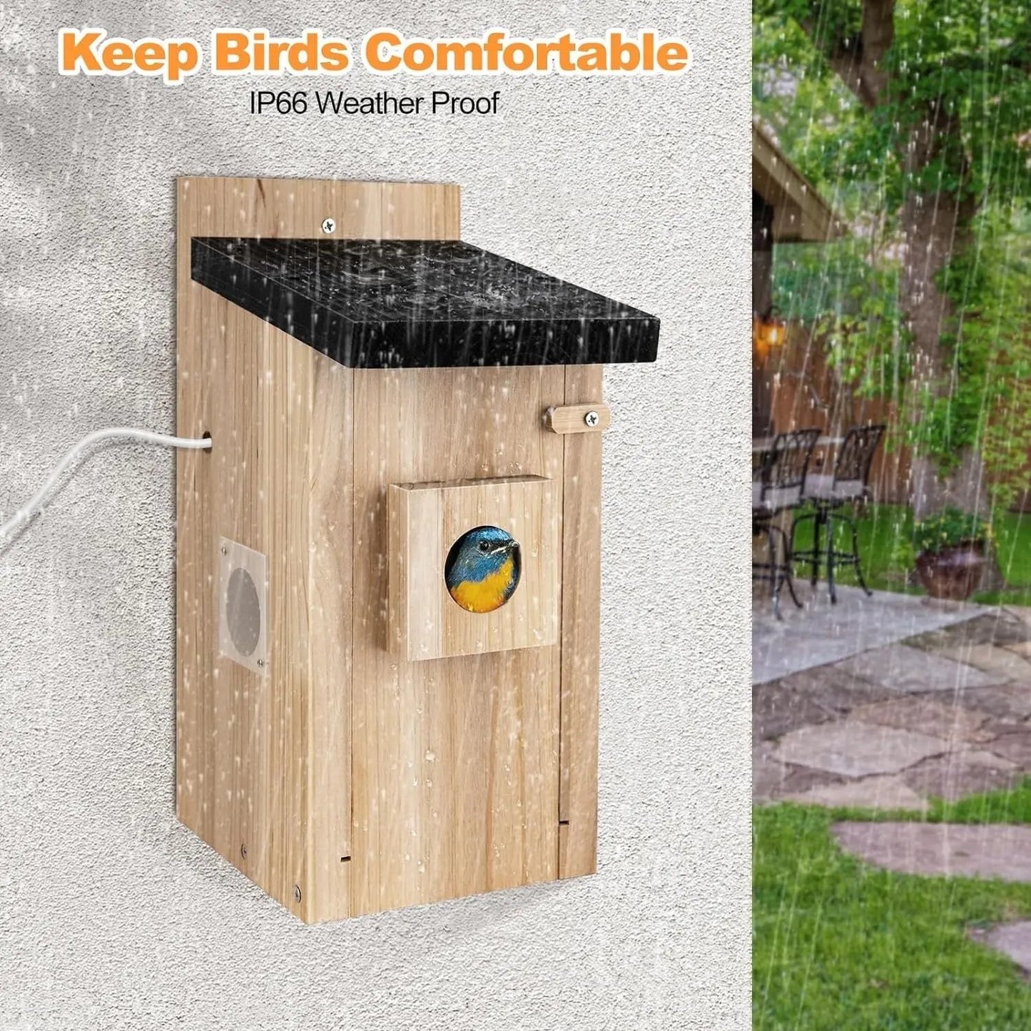 Smart Birdhouse Camera ,3MP Outdoor Nest Box with Motion Detection Everware Hub