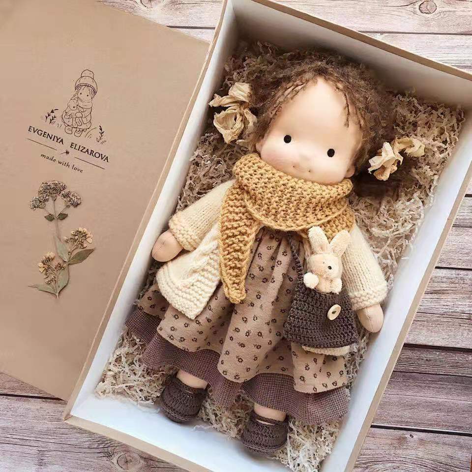 Handmade Plush Doll, Golden Curly Hair Girl , Soft Stuffed Doll Gift for Kids & Collectors Everware Hub