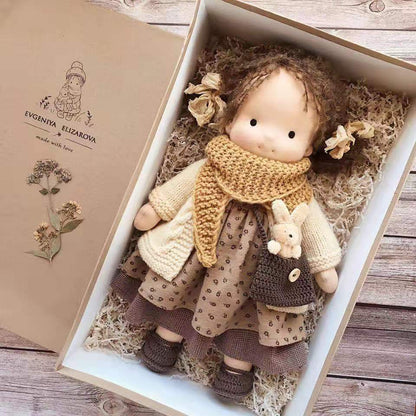 Handmade Plush Doll, Golden Curly Hair Girl , Soft Stuffed Doll Gift for Kids & Collectors Everware Hub