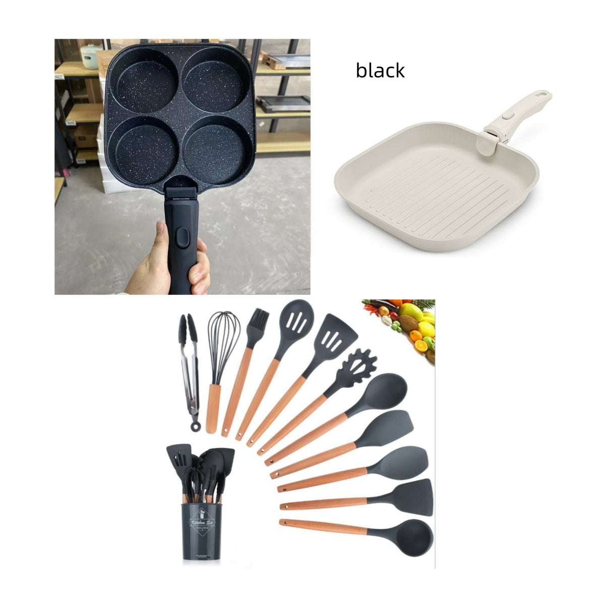 Silicone Kitchenware with Wooden Handle – Durable Cooking Tools