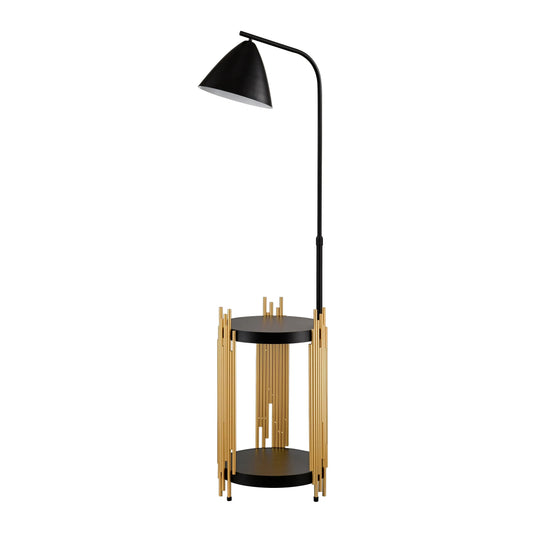 Luxury Floor Lamp with Shelves – Matte Gold/Black, E26 Base Everware Hub