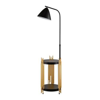 Luxury Floor Lamp with Shelves – Matte Gold/Black, E26 Base Everware Hub